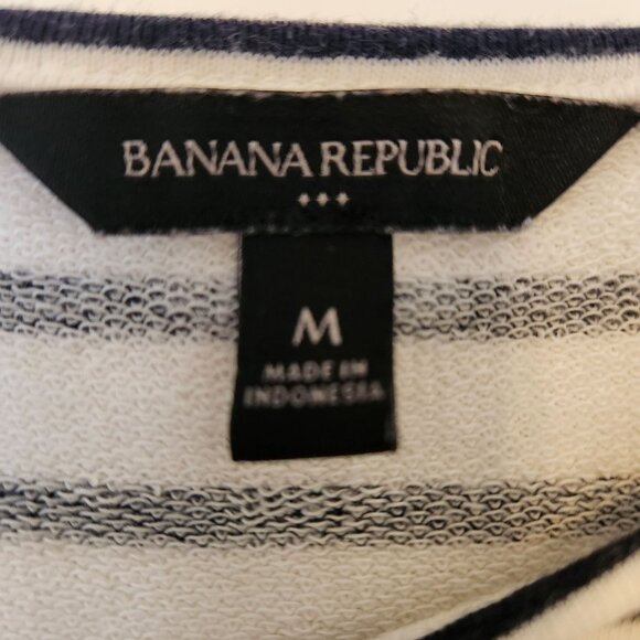 Striped Black White French Terry Nautical Summer Beach Cute Coastal Medium - Picture 4 of 7